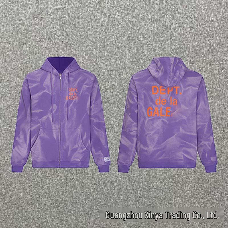 GALLERY DEPT Bluza Unisex z Kapturem Bawełniana z Plamami Farby Graffiti - Jesienna Luźna