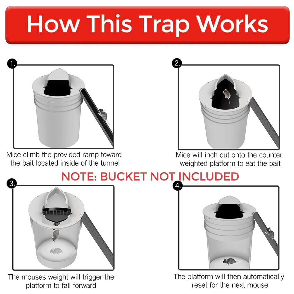 Reusable Plastic Smart Trap Flip N Slide Bucket Lid trap Humane Or Lethal Trap Door Style Multi Catch