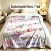 Floral Garden Theme Soft Blanket Personalized Custom Name Text Print Warm Blanket Home Sofa Bedroom Decor