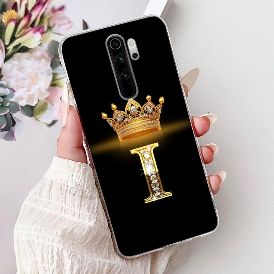 Fashion Crown Initial Letter Case For Xiaomi Redmi Note 8 Pro Note8 8T Soft Silicone TPU Cover For Redmi Note 8 8Pro Phone Cases