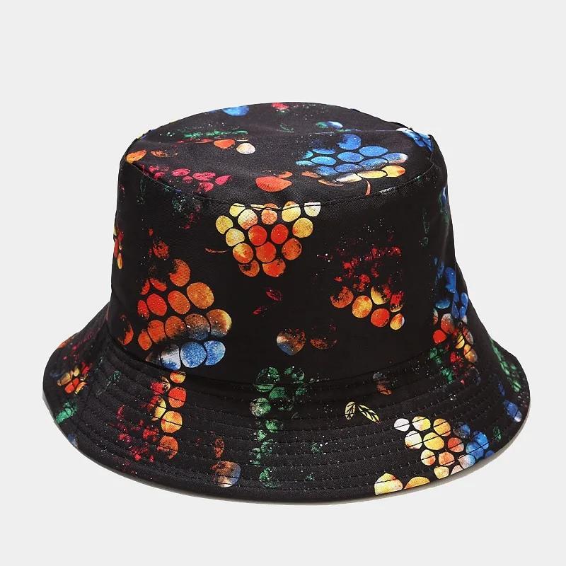 Summer Fruit Print Double-Sided Wearing Bucket Hats For Women Men Colorful Pineapple Lemon Panama Fisherman Caps Outdoor Sun Hat