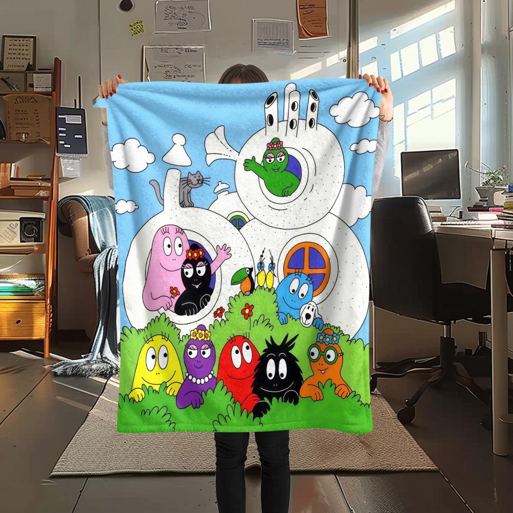 Barbapapa2 Flannel Blanket, High quality Comfortable for All Seasons, Home Decor, Warmth and Comfort