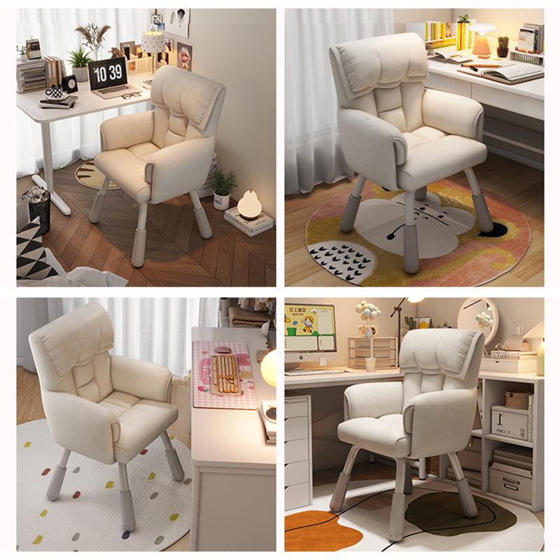 Cream Style Comfortable Computer & Makeup Chair for Girls' Bedroom