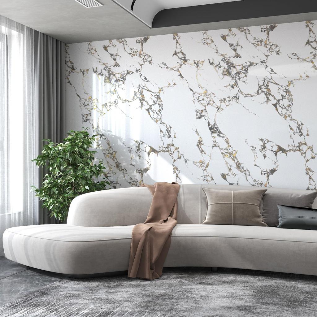 Adrmpest Marble Remake Wallpaper and Glossy Wall Stylish Ivory Marble Sheet for Furniture and Easy for 40cm Wide x 300cm Long Sticker, Thick,