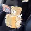 Car Tissue Holder 2-in-1 Multifunctional Cute Plush Bear Auto Supplies Truck Trash Can for Home Desk Table Bedside Dresser