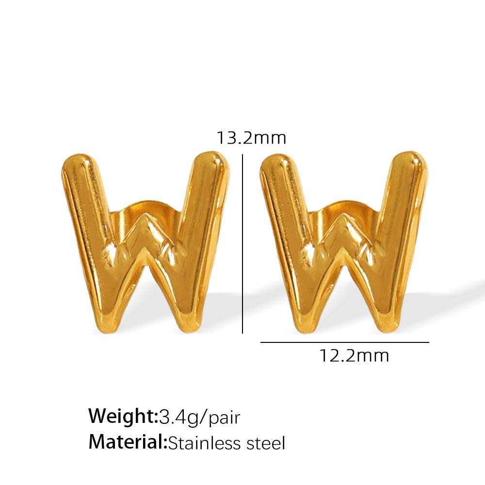 Gold Edelstahl Blase 26 Buchstaben Ohrstecker Einfache Dicke Ohrstecker