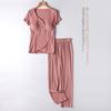 Maternity Short-Sleeve Pajama Set for Nursing and Postpartum Care