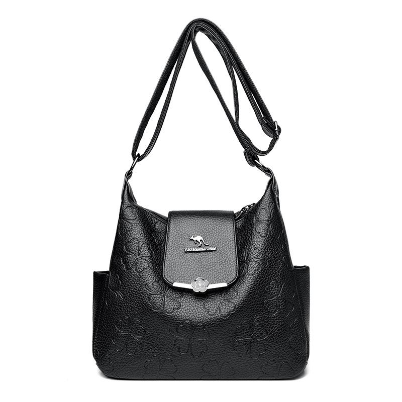 Soft Leather Large Capacity Crossbody Bag Women's Shoulder Bag Middle-aged Mother Bag
