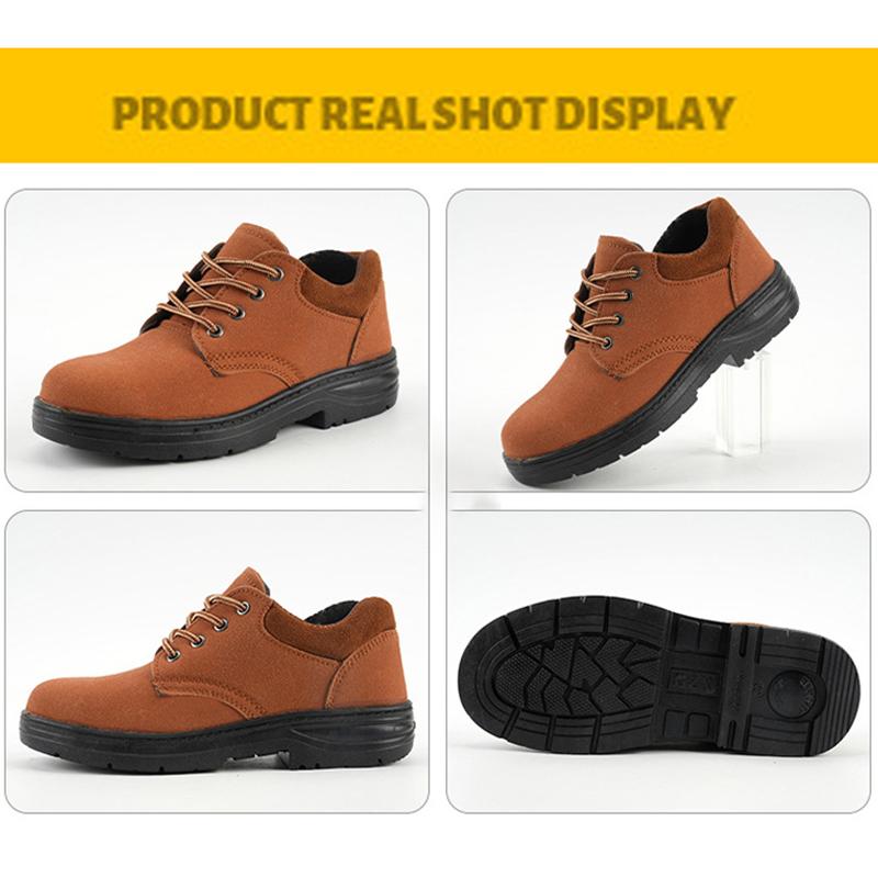Oulylan Retro Brown Labor Shoes for Working Steel Toe Anti Smashing Safety Boots Puncture-proof Non Slip Welding Footwear