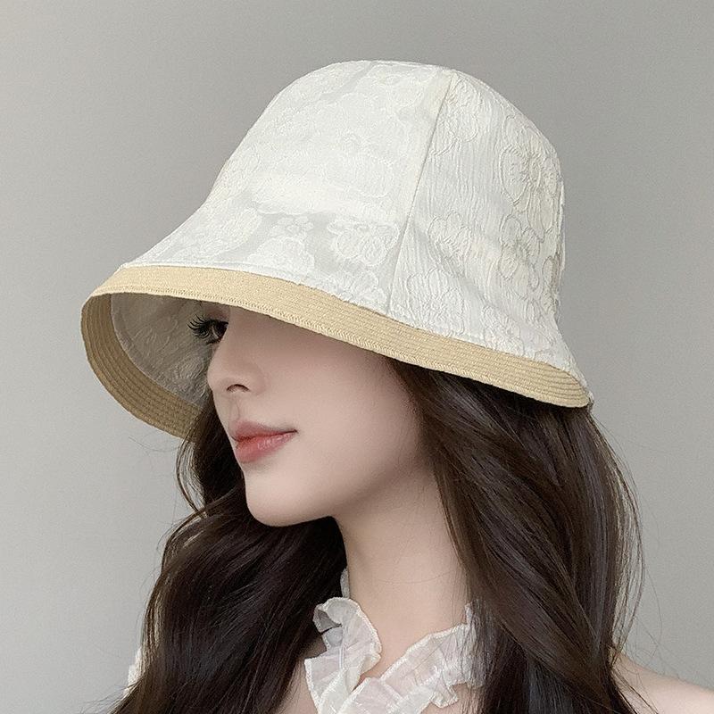 

Bucket Hat Women Spring Summer Hats For Women Foldable Breathable Fisherman Cap Korean Flower Pattern Sun Hat Female Sunhat New 56-58cm чорний