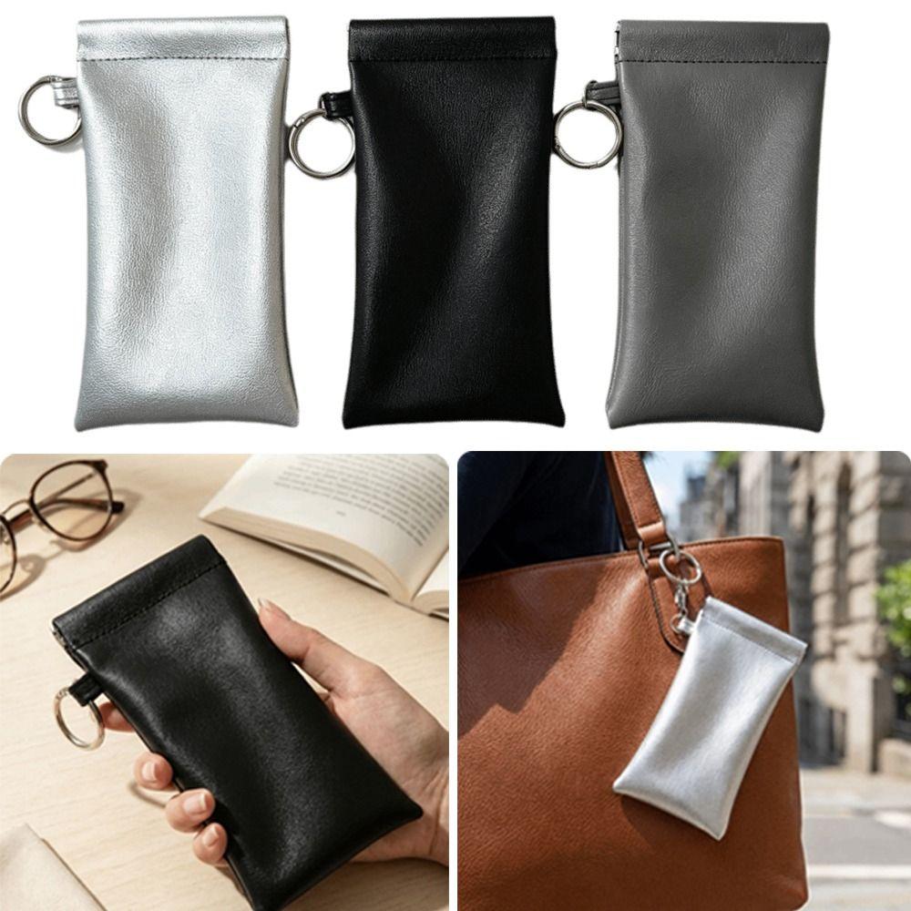 Hanging Glasses Storage Bag PU Leather Sunglasses Protective Cover  Eyewear Accessories