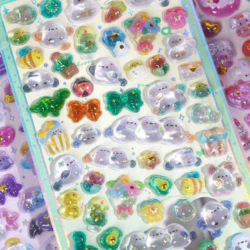 Original Cartoon Water Drop 3D Relief Crystal Stickers Cute Refrigerator Sticker Handbooks Decoration Creativity Reward Toy