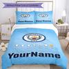Manchester City İsminizi Özelleştirin Nevresim Takımı Nefes Alabilen Yorgan Kılıfı Yastık Kılıfları ile Ev Dekorasyonu Doğum Günü Hediyesi