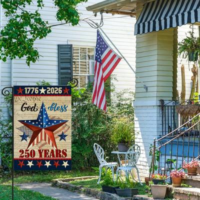 4PCS 250 Anniversary USA Garden Flag 12 X 18 Inch Double-Sided Flag Patriotic Yard Sign for 4th of July Decorations