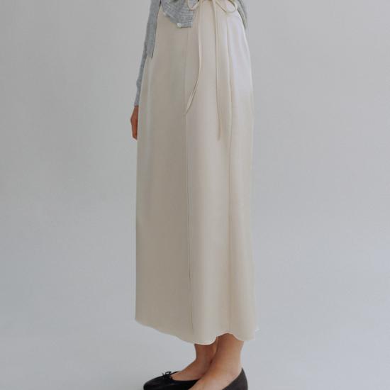 ROEN Satin Wrap Skirt Beige L