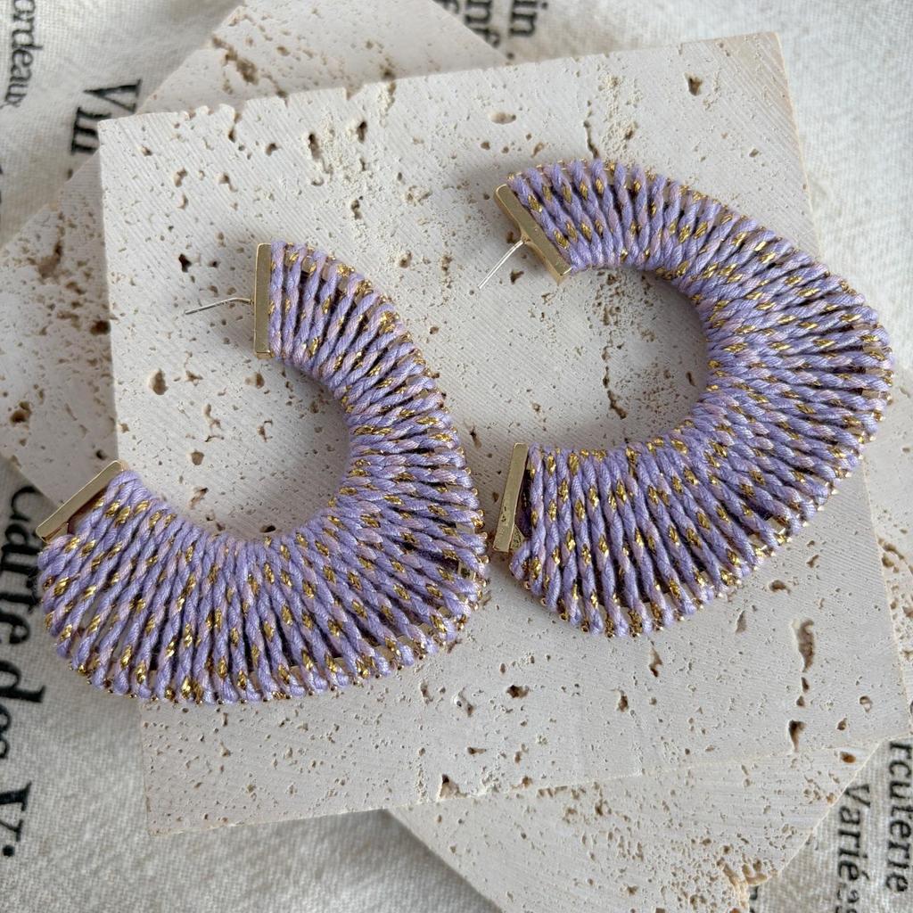 2025 Colorful Braided Wire Earrings: 925 Silver Needle, Niche Design, Light Luxury, European & American Retro Style.