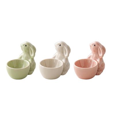 Bandeja de Ovos de Coelho Fofo Copos de Ovos da Moda Suporte de Ovos em Formato de Coelho Material Cerâmico Adequado para Armazenamento em Restaurantes Domésticos