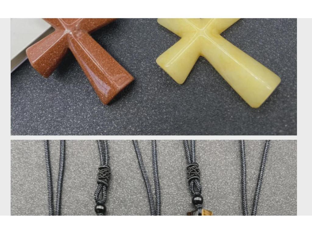 Colier Cruce Agat - Piatră Semiprețioasă Cadou de Crăciun Lanț Pulover