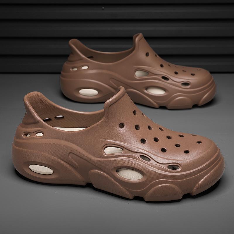 Fashion casual versatile EV lightweight men's shoes summer new thick-soled heightening bag head breathable hole shoes