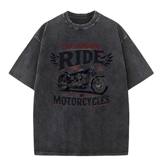 Ride Graphics Vintage Washed T-Shirt Oversized Unisex Rider Streetwear 6361-1