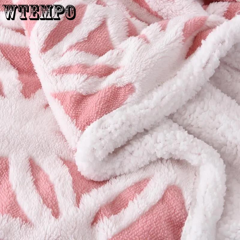Bed Bedspread Winter Warmth Thickening Three-dimensional Double Layer Comfort Cotton Wool Jacquard Blanket Lamb Wool Blanket Home Textile Bedspread