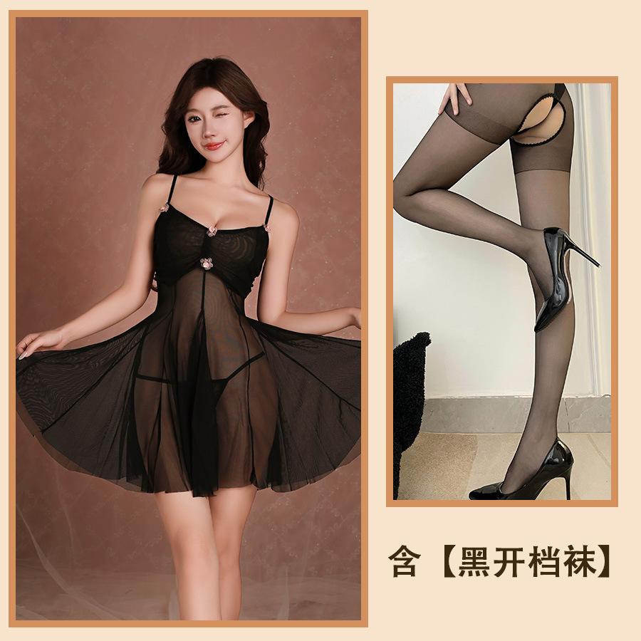 Sex Underwear Pajamas Girls Small Breasts Transparent Temptation Mesh Suspender Pajamas Pure Desire Sweet Wind Sexy