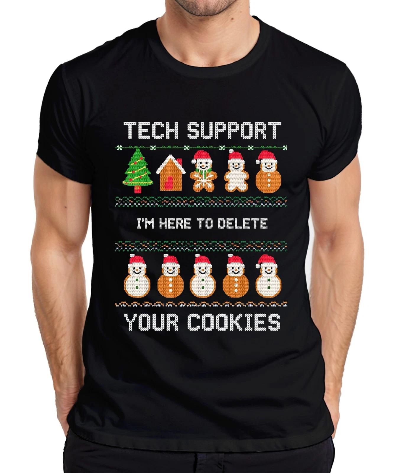 TECH SUPPORT I M HERE TO DELETE Weihnachten IT Admin Geek Nerd Herren T-Shirt M