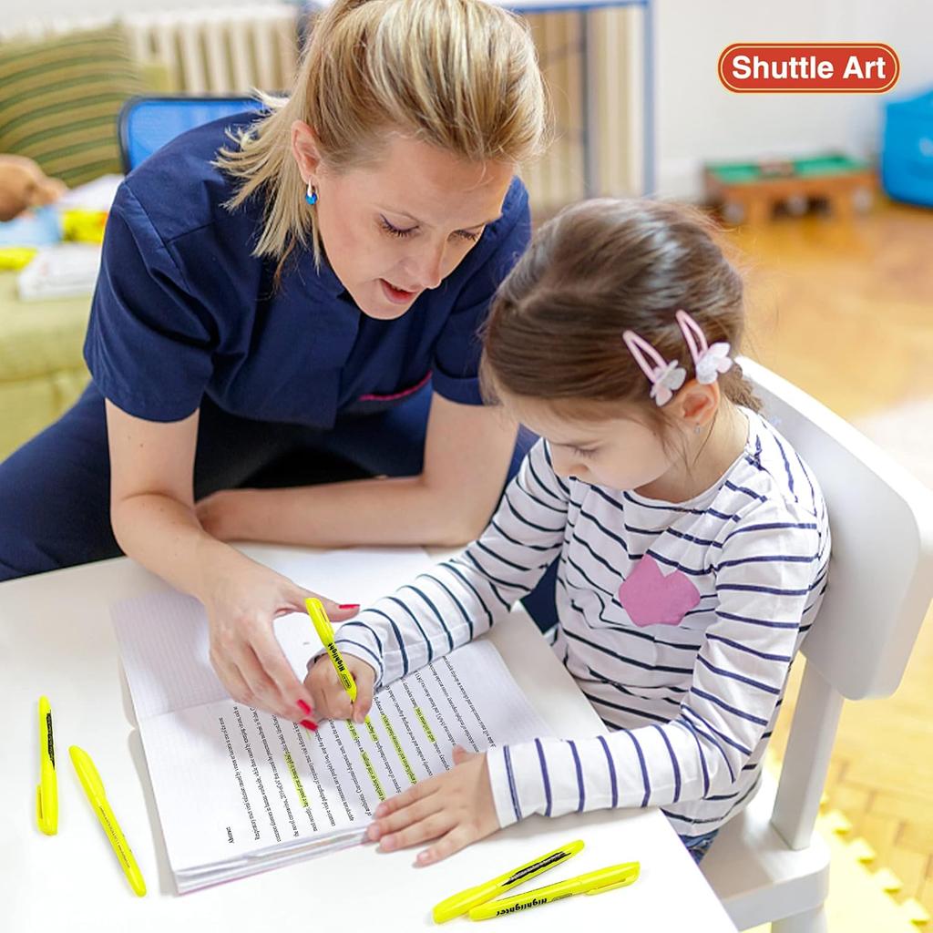 Shuttle Art Yellow Highlighters, 30 Pack Highlighters Bright Colors, Chisel Tip Dry-Quickly Non-Toxic Highlighter markers for Adults Kids