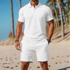Men's Casual Set  Loose And Breathable Short-sleeved Shirt And Vacation Shorts Solid Color Quick-drying Men's Two-piece Set