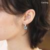 Shiny Blue Zircon Adjustable Non Piercing C Shape Rhinestone Clip Earrings For Women Daily Party Banquet