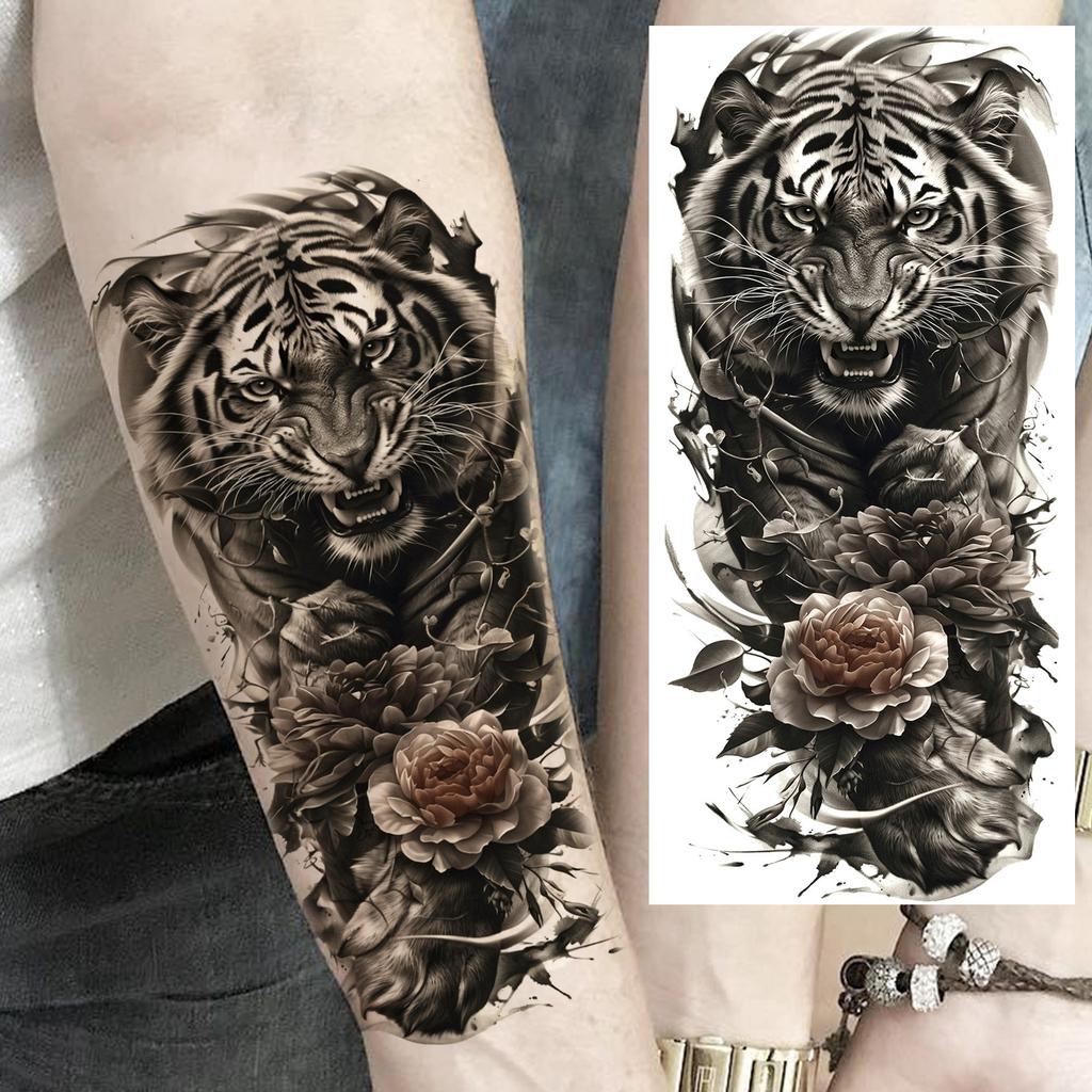 1 Sheet Realistic 3D Zeus Lion Warrior Temporary Tattoos For Men Women Adults, Long Lasting Waterproof Temp Fake Tattoo Stickers