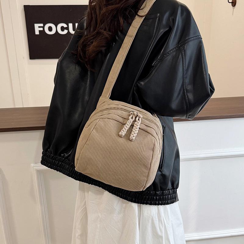 Herbst Vielseitige Damen Cord Crossover-Taschen Einfache Unifarbene Leichte Damen-Umhängetasche Reise Tragbare Damen-Handtasche
