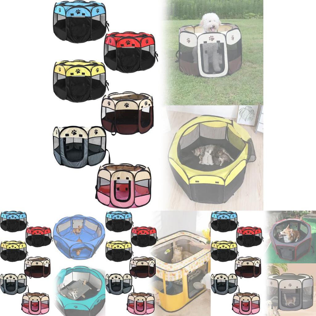 Pet Octagon Cage Tent With Collapsible Design For Cats And Dogs Storage Shelter