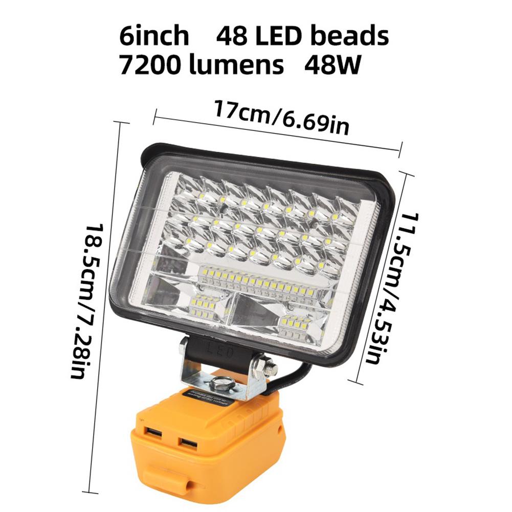Smart Cordless LED Working Light for Outdoor Activities Utilizing a For 20V Battery and Offering Dual USB Outputs