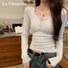 La Chapelle Women's Long-Sleeve Henley Slim-Fit Base Layer