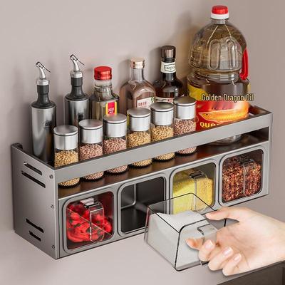 Wall-Mounted Kitchen Spice Rack: Multifunctional Organizer for Condiment Jars and Bottles