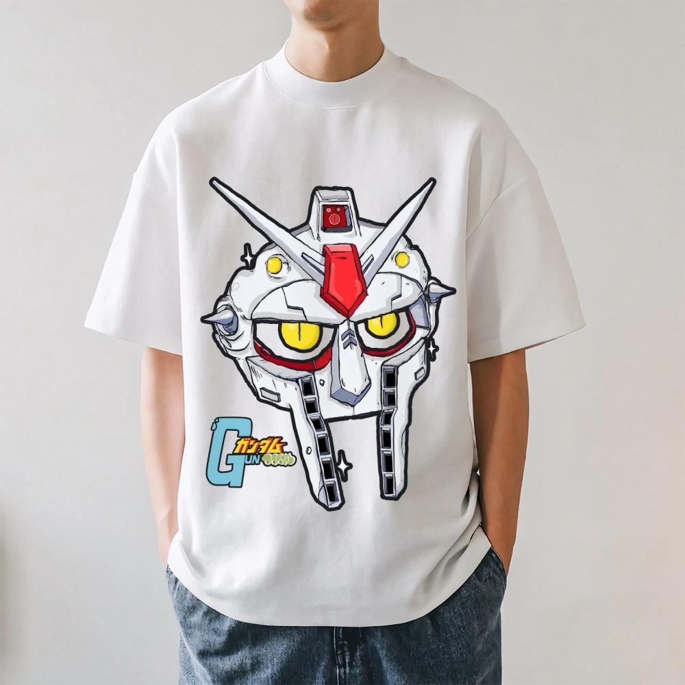 

2026 New Gundam MF DOOM Print T-shirt Short Sleeve T-shirt Men s and Women s T-shirt Men s Tops Harajuku S разноцветный