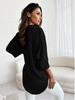 Women's Simple Loose Half-open Collar Single-breasted Long-sleeve Solid Color Shirt