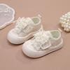 Girls' White Breathable Canvas Shoes - Spring/Summer 2026 New Arrivals, Kids' Non-slip Soft Sole Baby Shoes.