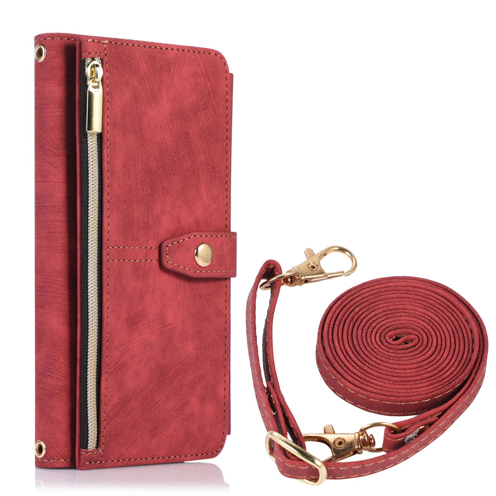 

Long lanyard Crossbody Purse Flip Leather Phone Case For Google Pixel 7 Pro 6A 8 8Pro Zipper Wallet Card Solt Cover Stand Coque For Pixel 8Pro червоний