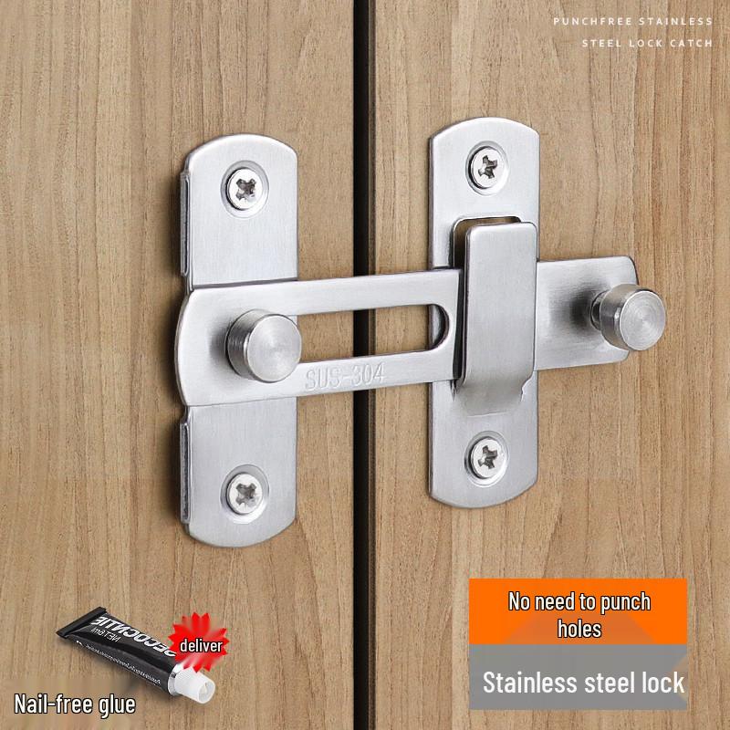 Black Stainless Steel Anti-Theft Sliding Door Lock Latch for Wooden Doors