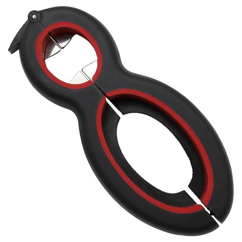 1PC Stainless Steel Can Opener, Lid Opener, Creative Six-in-one Gourd-shaped 8-character Multi-functional Bottle Opener, Cap Screwdriver Tool
