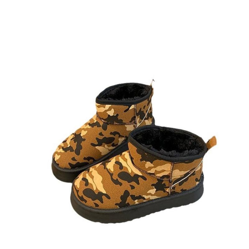 Thick-soled Short Snow Boots Women's Large Size Autumn and Winter New Thickened Velvet Warm Leopard Print Cotton Shoes