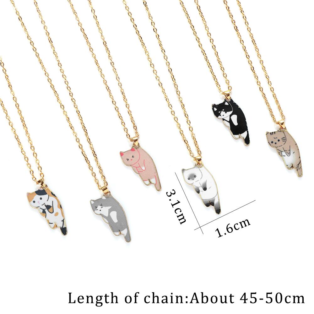 Cartoon Cats Pendant Necklace Cute Calico Cat Naughty Cow Kitten Animal Alloy Chain Jewelry for Women Men Trendy Friendship Gift