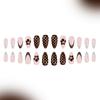 24Pcs Autumn Winter French Tip False Nail Black White Coffee Glitters Press On Artificial Nail Reusable