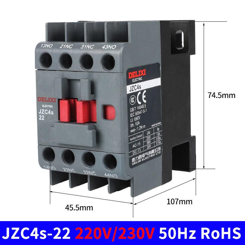 Delixi JZC4s-22 Intermediate Relay, 220V/380V, 2 NO/2 NC Contacts