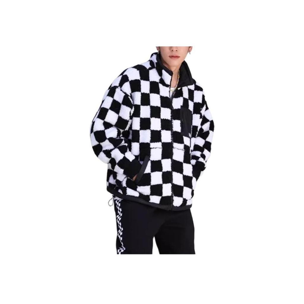 Vans Schachbrett Sherpa Fleece Jacke Schwarz Weiß Unisex VN00091BBSU