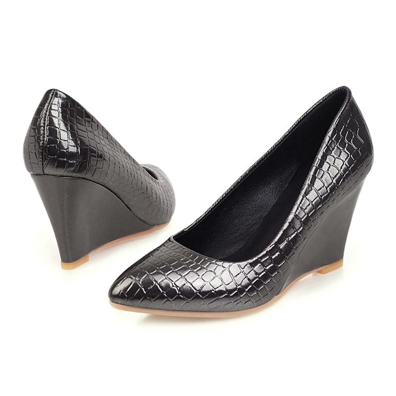 Classic Wedges Heels Pumps Shoes Women Casual Fashion Pointed Black White Dress Pumps Wedding Office Party Wedge Shoes Female