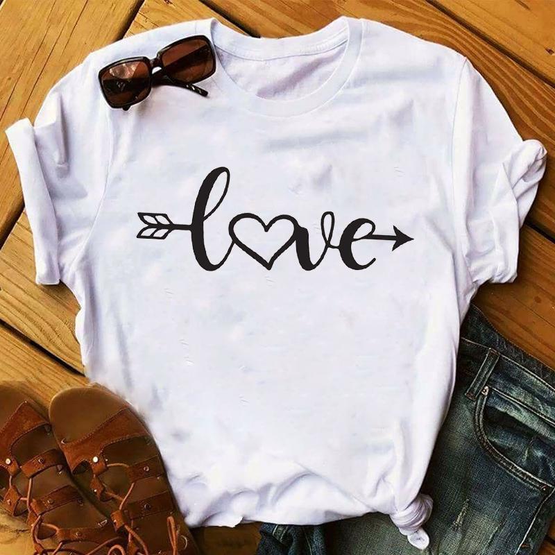 Summer 2025 Fashion Leopard Flower Sweet Love You Lady Ladies Womens Tee T-Shirt Graphic Female Valentine's Day Top T Shirt Gift