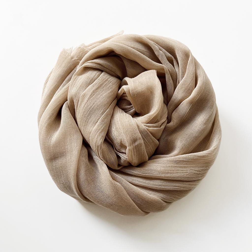 Herbst und Winter vielseitiger langer einfarbiger Baumwoll- und Leinen-Schal Damen Japanischer Retro Kälteschutz warmer Strickschal